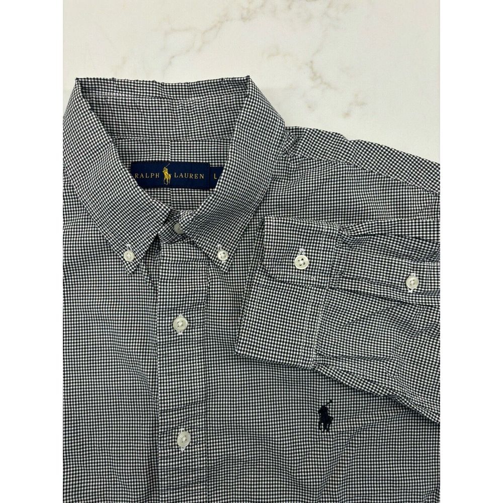 Polo Ralph Lauren Long Sleeve Button Down Up Front Shirt Check Checkered Large